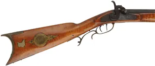 Antique Ohio Rifle,
.45 caliber,  30-1/2" octagon barrel, 
maple, brass, pewter forend cap,
set triggers, percussion lock